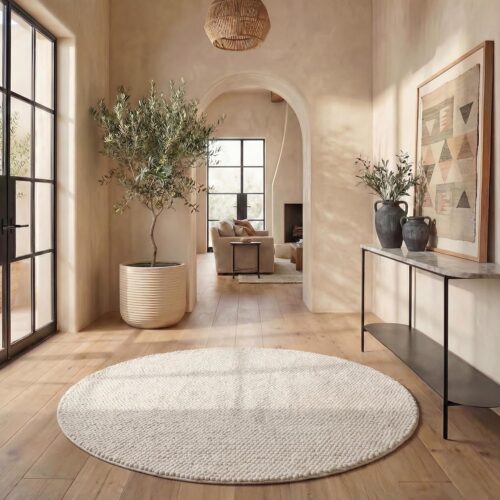 Ivory Handmade Wool-Blend Textured Area Rug