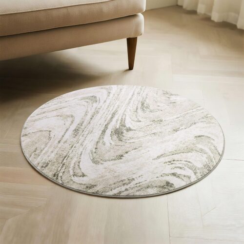 Beige Modern Abstract Foldable Rubber-Backed Washable Rug