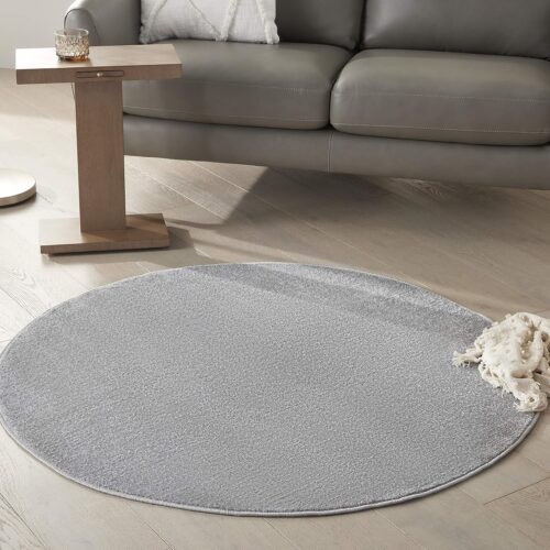 Silver Grey Solid Non-Shedding Easy-Clean Rug
