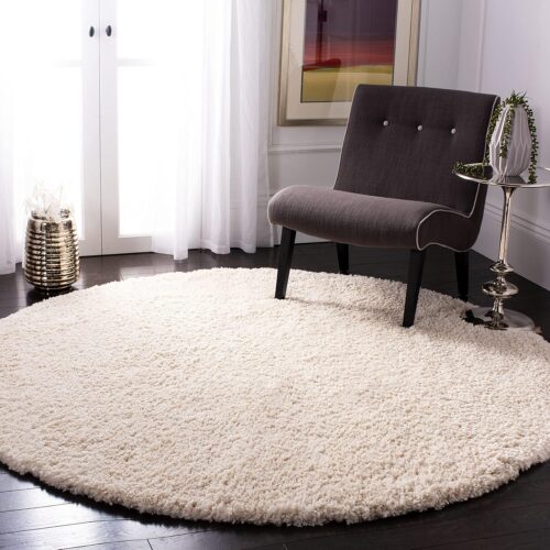 Cream Solid Thick Shag Non-Shedding Rug