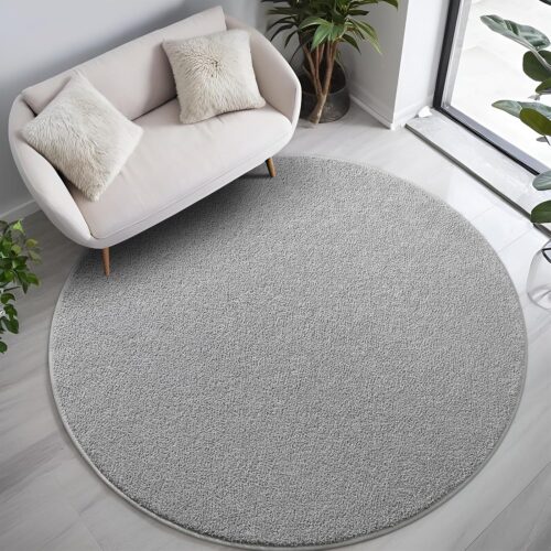 Grey Modern Solid Memory-Foam Washable Rug