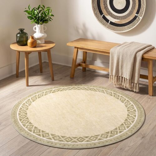 Brown Soft Low-Pile Washable Accent Rug