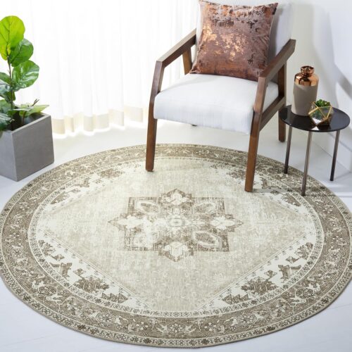 Sage Ivory Botanical Slip-Resistant Washable Rug